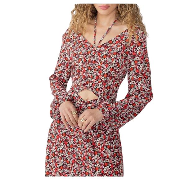 Sanctuary Floral Print Chiffon Halter Neck Cut-Out Midi Dress, Plus Size 14, NWT - Picture 2 of 7